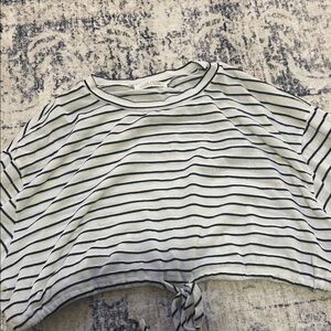 Wild Fable Striped Tie-Front Tee in Black and White
